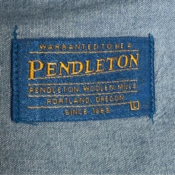Vintage Pendleton Blue Cotton Work Shirt RN 29685 Men's size Large L - Picture 9 of 11